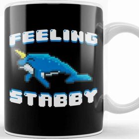 Baskı Dükkanı Adorable Feeling Stabby 8 Bit Narwhal Funny Whale Kupa Bardak