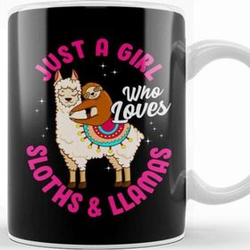 Baskı Dükkanı Adorable Just A Girl Who Loves Sloths &amp; Llamas Kupa