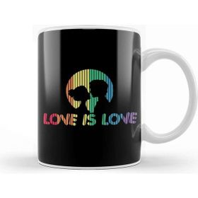 Baskı Dükkanı Adorable Love Is Love Colorful Rainbow Silhouette Kupa