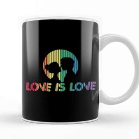 Baskı Dükkanı Adorable Love Is Love Colorful Rainbow Silhouette Kupa