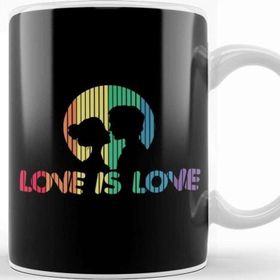 Baskı Dükkanı Adorable Love Is Love Colorful Rainbow Silhouette Kupa