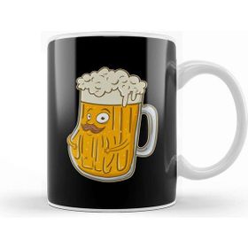 Baskı Dükkanı Adorable Mustachioed Beer Drinking Joke Drinkers Kupa Bardak