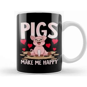 Baskı Dükkanı Adorable Pigs Make Me Happy Cute Piglet Pig Girl Kupa Bardak