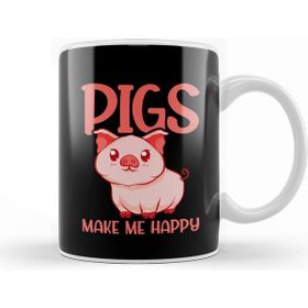 Baskı Dükkanı Adorable Pigs Make Me Happy Cute Piglet Pig Girl Kupa Bardak