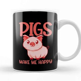 Baskı Dükkanı Adorable Pigs Make Me Happy Cute Piglet Pig Girl Kupa Bardak