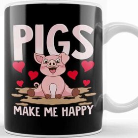 Baskı Dükkanı Adorable Pigs Make Me Happy Cute Piglet Pig Girl Kupa Bardak