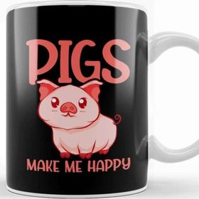 Baskı Dükkanı Adorable Pigs Make Me Happy Cute Piglet Pig Girl Kupa Bardak