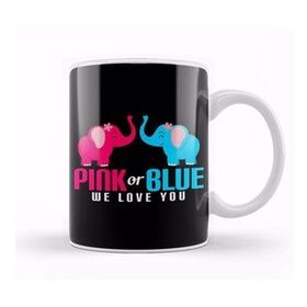 Baskı Dükkanı Adorable Pink Or Blue We Love You Baby Elephants Kupa