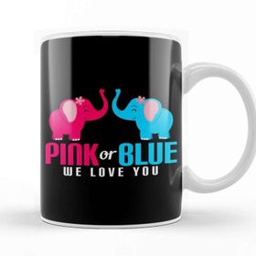 Baskı Dükkanı Adorable Pink Or Blue We Love You Baby Elephants Kupa