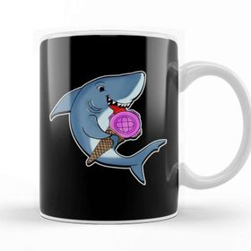 Baskı Dükkanı Adorable Shark Licking Ice Cream Cute Shark Lovers Kupa Bardak