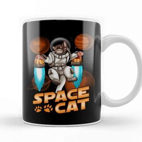 Baskı Dükkanı Adorable Space Cat Cute Kitty Astronaut Exploring Kupa