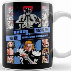 Baskı Dükkanı Akaza vs Kyojuro Rengoku Kimetsu no Yaiba Kupa Bardak