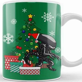 Baskı Dükkanı Alien Xenomorph Around the Christmas Tree Kupa Bardak