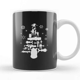 Baskı Dükkanı Aliens Christmas Tree Silhouette White Kupa Bardak
