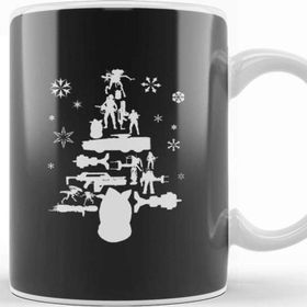 Baskı Dükkanı Aliens Christmas Tree Silhouette White Kupa Bardak