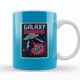 Baskı Dükkanı Aliens Retro Pixel Galaxy Invaders Kupa