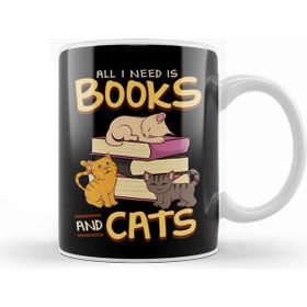 Baskı Dükkanı All I Need is Books and Cats Cute Book Obsessed Kupa