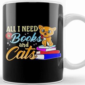 Baskı Dükkanı All I Need Is Books and Cats Cute Bookworm Reading Kupa Bardak