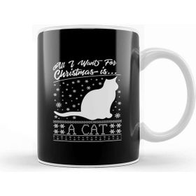 Baskı Dükkanı All I Want for Christmas is a Cat Pattern Kupa
