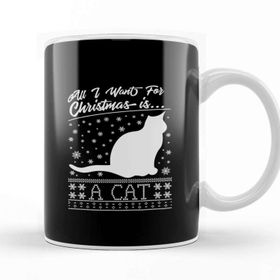 Baskı Dükkanı All I Want for Christmas is a Cat Pattern Kupa