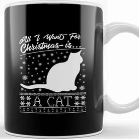 Baskı Dükkanı All I Want for Christmas is a Cat Pattern Kupa