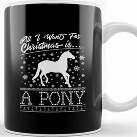 Baskı Dükkanı All I Want For Christmas İs a Pony Knit Pattern Kupa