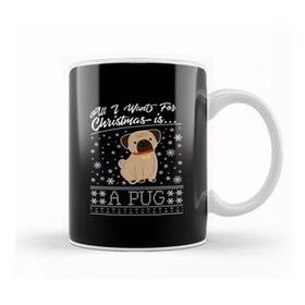 Baskı Dükkanı All I Want For Christmas İs A Pug Knit Pattern Kupa