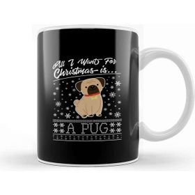 Baskı Dükkanı All I Want For Christmas İs A Pug Knit Pattern Kupa