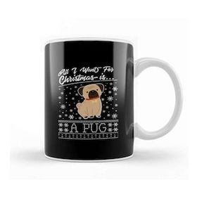 Baskı Dükkanı All I Want For Christmas İs A Pug Knit Pattern Kupa