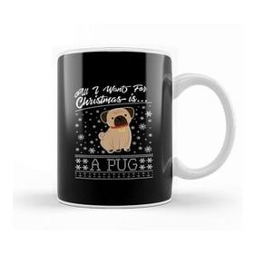 Baskı Dükkanı All I Want For Christmas İs A Pug Knit Pattern Kupa