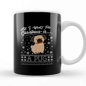 Baskı Dükkanı All I Want For Christmas İs A Pug Knit Pattern Kupa