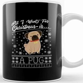 Baskı Dükkanı All I Want For Christmas İs A Pug Knit Pattern Kupa