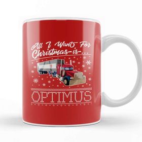 Baskı Dükkanı All I Want For Christmas İs Optimus Prime Transformers Kupa Bardak