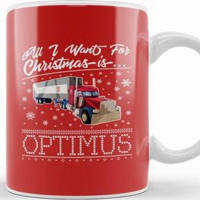 Baskı Dükkanı All I Want For Christmas İs Optimus Prime Transformers Kupa Bardak