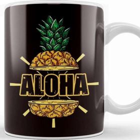 Baskı Dükkanı Aloha Beach Pineapple Hawaii Tropical Summer Ocean Island Kupa Bardak