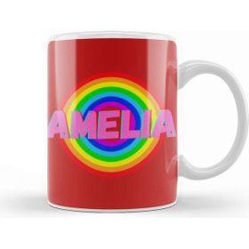 Baskı Dükkanı Amelia Name Personalized Custom Vintage Retro Rainbow Style Design Gift Baby Gift For Her Kupa
