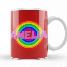 Baskı Dükkanı Amelia Name Personalized Custom Vintage Retro Rainbow Style Design Gift Baby Gift For Her Kupa