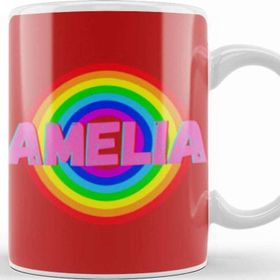 Baskı Dükkanı Amelia Name Personalized Custom Vintage Retro Rainbow Style Design Gift Baby Gift For Her Kupa