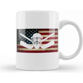 Baskı Dükkanı American Flag Hockey Goalie Usa Ice Hockey Kupa