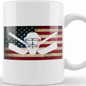 Baskı Dükkanı American Flag Hockey Goalie Usa Ice Hockey Kupa