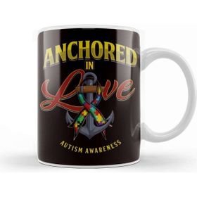 Baskı Dükkanı Anchored in Love Autism Awareness Support Autistic Ribbon Kupa