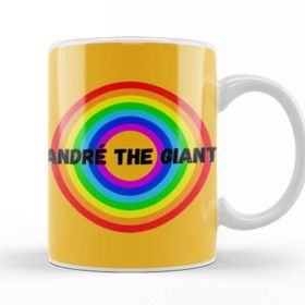 Baskı Dükkanı André The Giant Vintage Retro Rainbow Style Warriors Design Wrestlers Gift Kupa Bardak