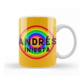 Baskı Dükkanı Andrés Iniesta Vintage Retro Rainbow Style Kupa Bardak