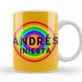 Baskı Dükkanı Andrés Iniesta Vintage Retro Rainbow Style Kupa Bardak
