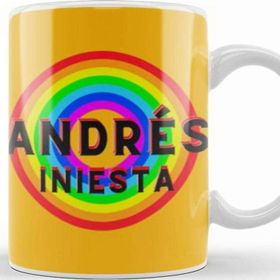 Baskı Dükkanı Andrés Iniesta Vintage Retro Rainbow Style Kupa Bardak