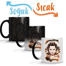 Baskı Dükkanı Angelina Jolie Sihirli Porselen Kupa