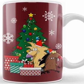 Baskı Dükkanı Angry Beavers Around the Christmas Tree Kupa Bardak
