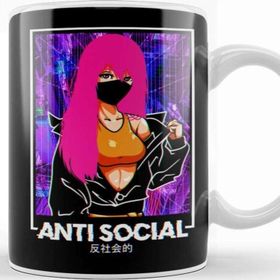 Baskı Dükkanı Anti Social Anime Girl Vaporwave Kawaii Aesthetic Porselen Kupa