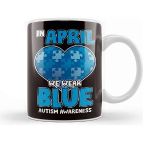 Baskı Dükkanı April Puzzle Autism Awareness Ribbon Autistic Heart Support Kupa