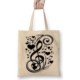 Baskı Dükkanı Aşk Müzik Nota Bez Çanta